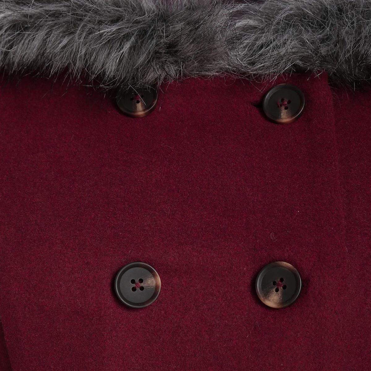 Dames Wintermantel met Bontkraag – Dubbelrijige Elegantie
