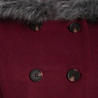 Dames Wintermantel met Bontkraag – Dubbelrijige Elegantie