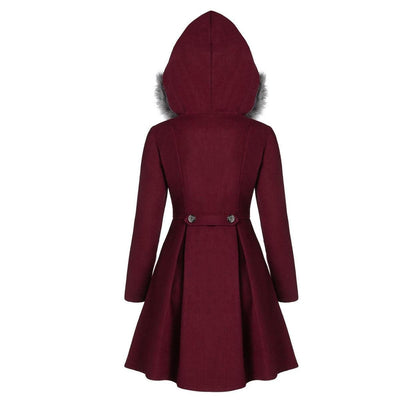Dames Wintermantel met Bontkraag – Dubbelrijige Elegantie