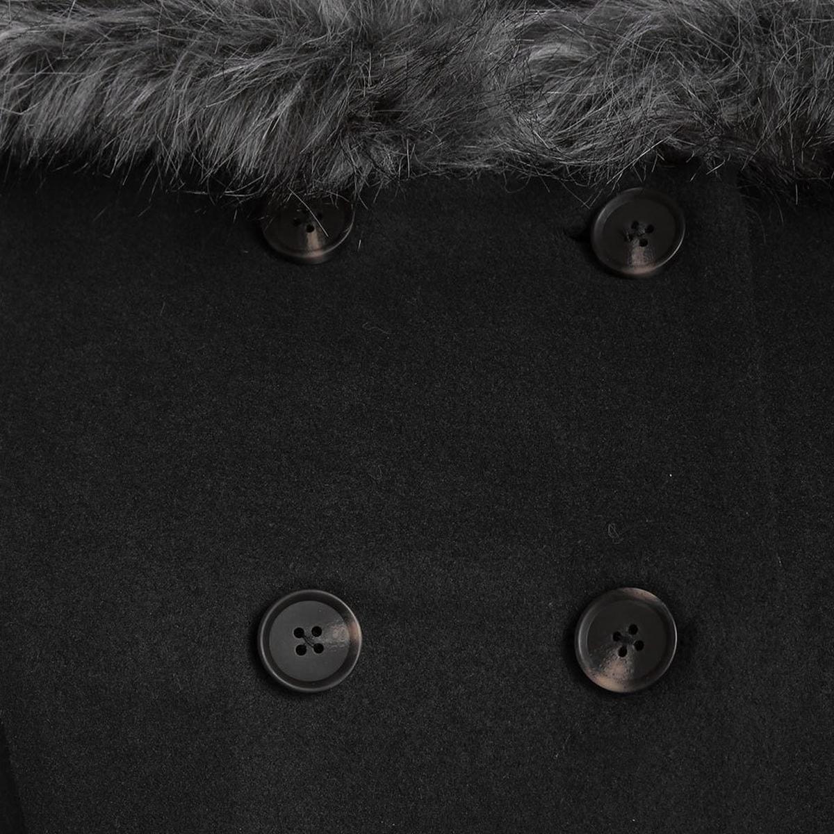 Dames Wintermantel met Bontkraag – Dubbelrijige Elegantie