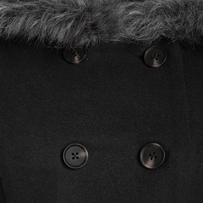 Dames Wintermantel met Bontkraag – Dubbelrijige Elegantie
