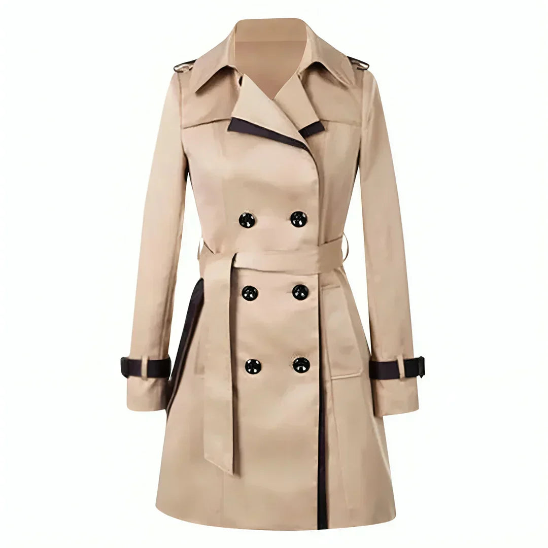 Dames Double-Breasted Trenchcoat met Riem en Manchetdetails – Tijdloze Klasse