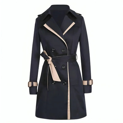 Dames Double-Breasted Trenchcoat met Riem en Manchetdetails – Tijdloze Klasse