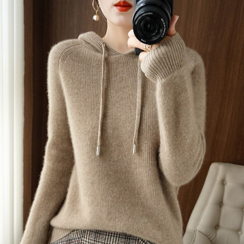 Dames Gebreide Hoodie met Lange Mouwen – Satino Elegant Casual
