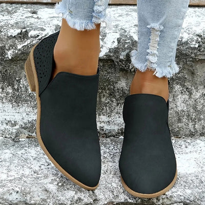 Elegante Leren Dames Schoenen Met Lage Hak – Comfort & Stijl