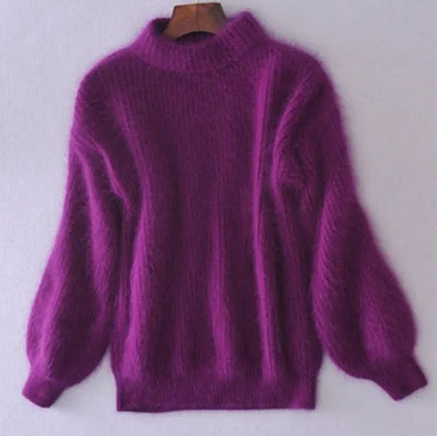 Dames Gebreide Trui – Losvallend & Vintage Angora Look