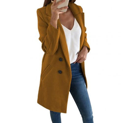 Dames Lange Blazer Mantel – Elegant & Warm voor Elke Gelegenheid