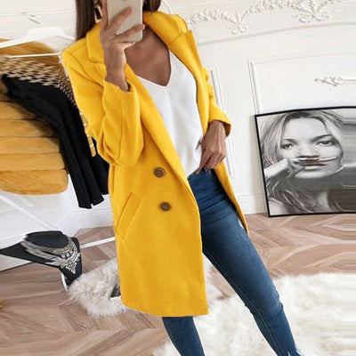 Dames Lange Blazer Mantel – Elegant & Warm voor Elke Gelegenheid