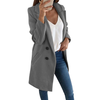 Dames Lange Blazer Mantel – Elegant & Warm voor Elke Gelegenheid