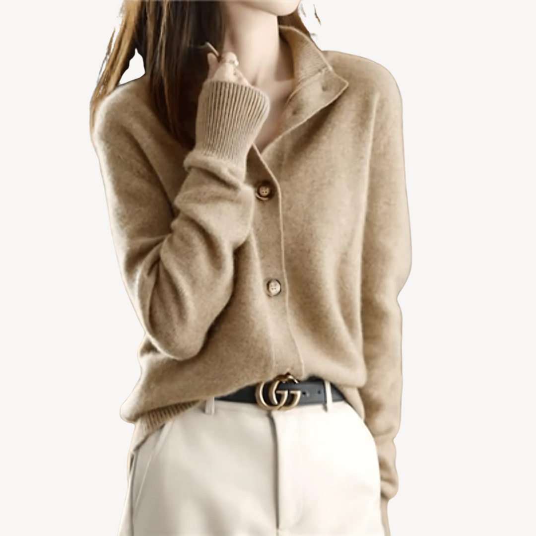 Cashmere Wol Vest Dames – Klassiek met Kraag & Knopen