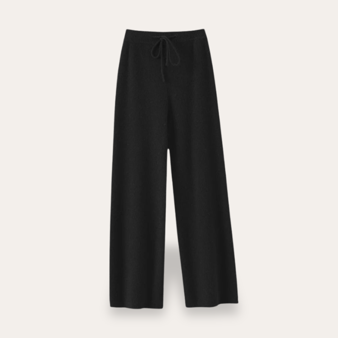 Cashmere Wol Dames Broek – Brede Gebreide Pantalon