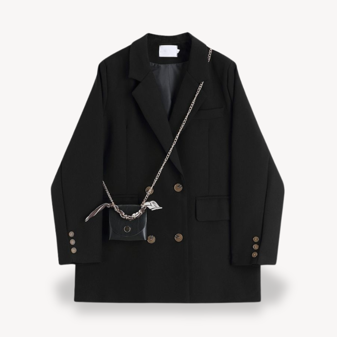 Dames Oversized Blazer – Khaki Double-Breasted Chic