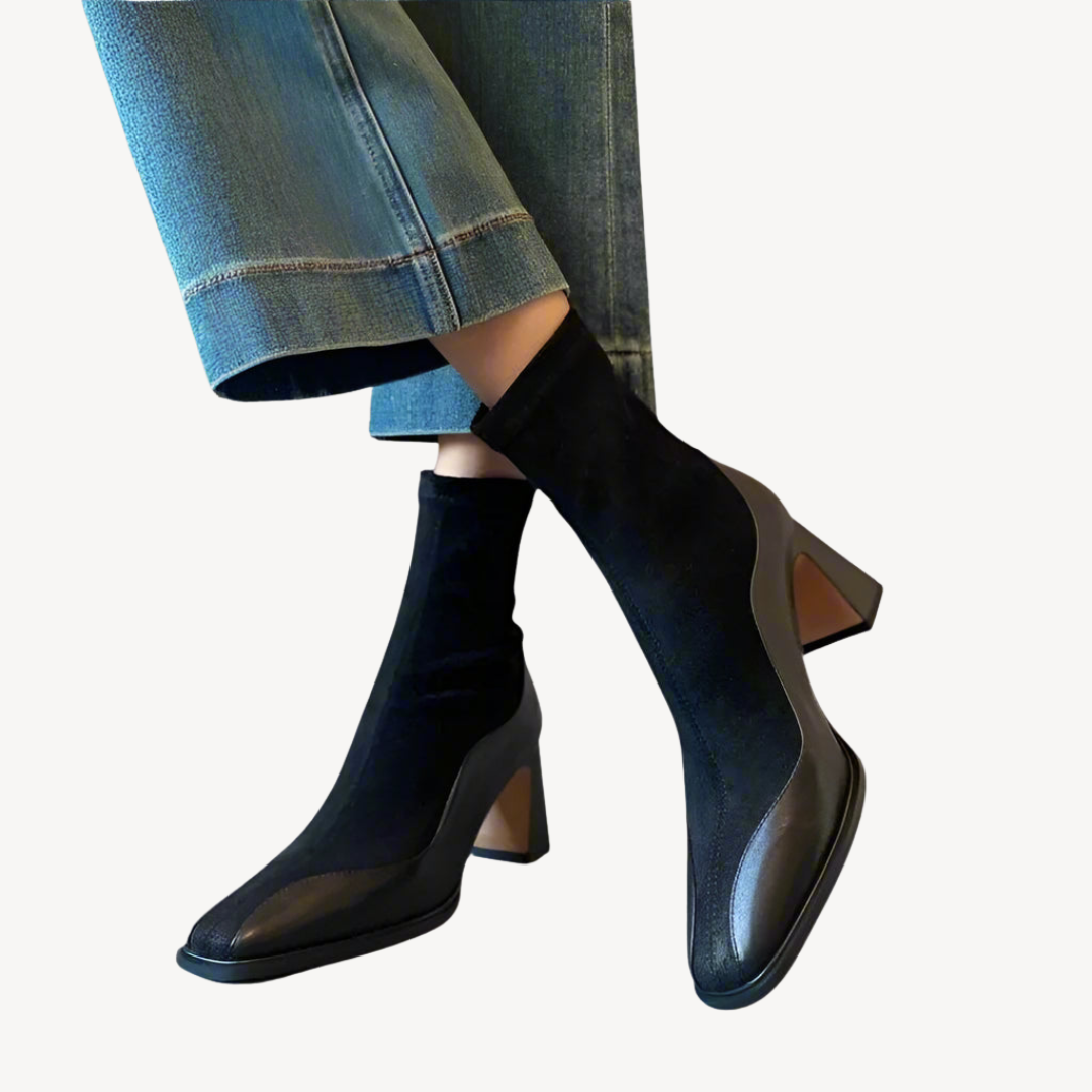 Dames Orthopedische Leren Enkellaarsjes – Comfort met Blockhak