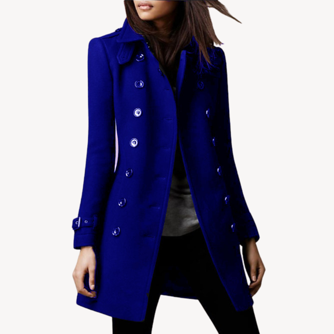 Dames Wol Peacoat – Dubbelrijige Wintermantel