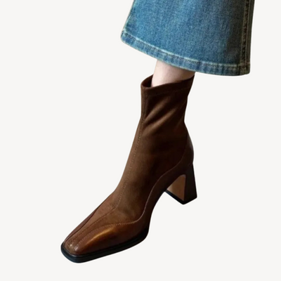 Dames Orthopedische Leren Enkellaarsjes – Comfort met Blockhak