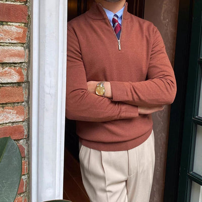 Heren Gebreide Quarter-Zip Trui