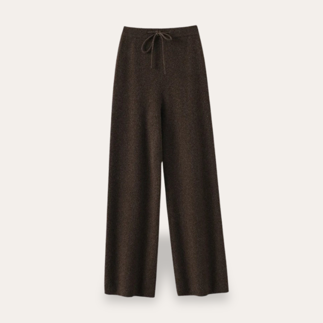 Cashmere Wol Dames Broek – Brede Gebreide Pantalon