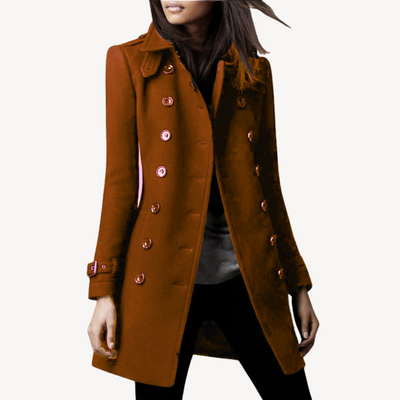 Dames Wol Peacoat – Dubbelrijige Wintermantel