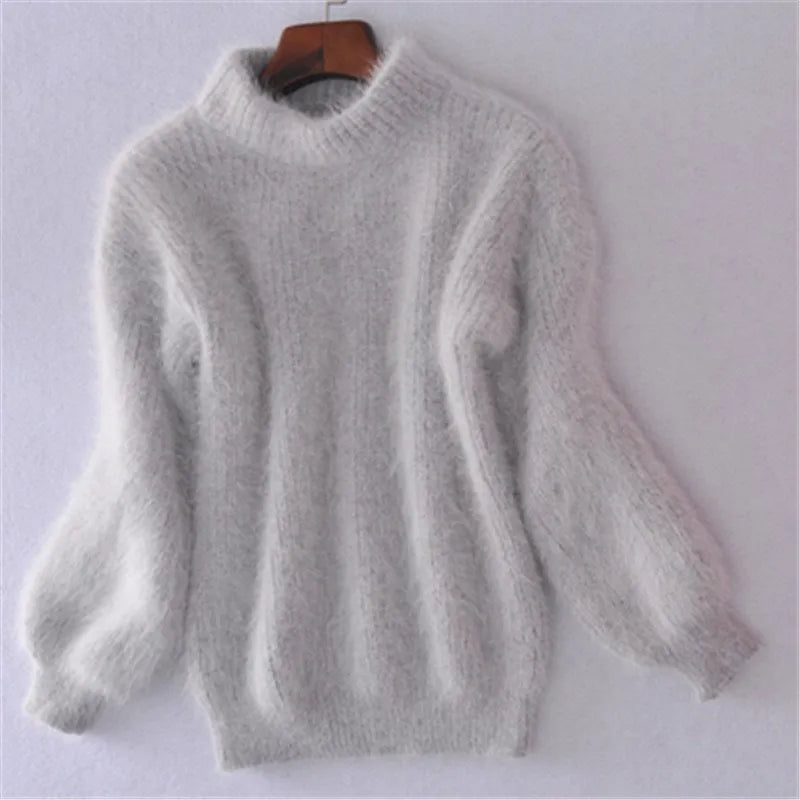 Dames Gebreide Trui – Losvallend & Vintage Angora Look