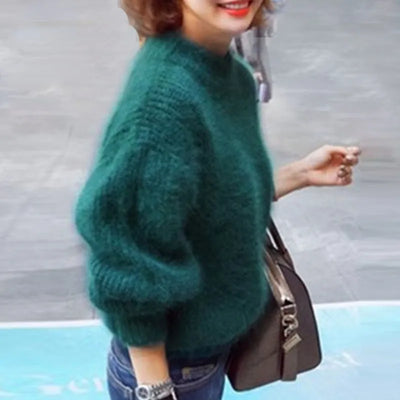 Dames Gebreide Trui – Losvallend & Vintage Angora Look