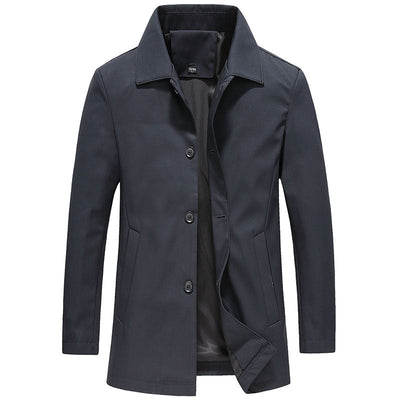 Heren Winterjas Parka – Winddicht Fleece met Effen Kleur & Knoopdetails