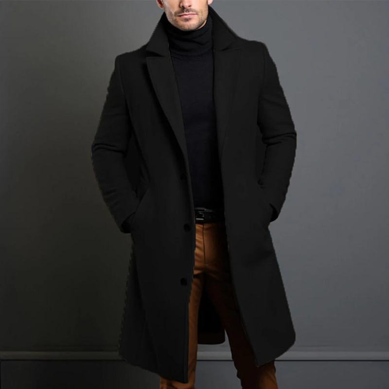 Lange Heren Winterjas – Luxe Wollook met Tijdloze Elegantiesnit