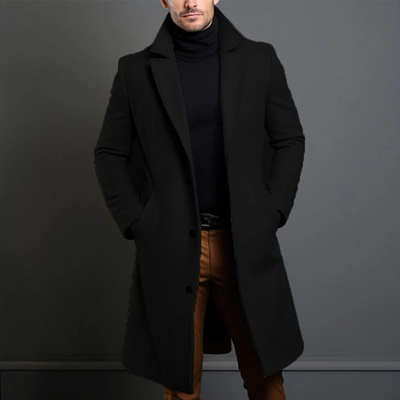 Lange Heren Winterjas – Luxe Wollook met Tijdloze Elegantiesnit