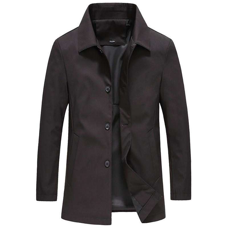Heren Winterjas Parka – Winddicht Fleece met Effen Kleur & Knoopdetails