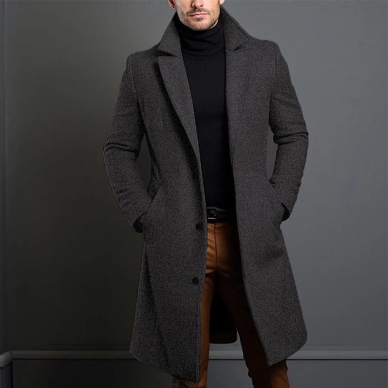 Lange Heren Winterjas – Luxe Wollook met Tijdloze Elegantiesnit