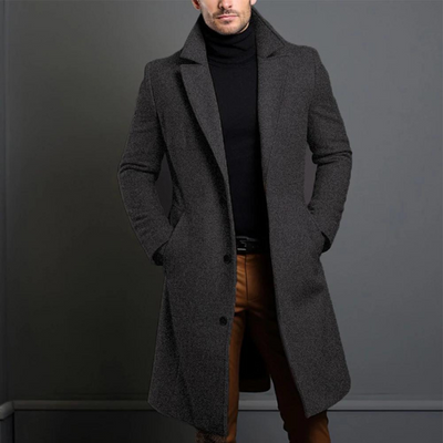 Lange Heren Winterjas – Luxe Wollook met Tijdloze Elegantiesnit