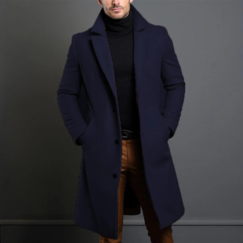 Lange Heren Winterjas – Luxe Wollook met Tijdloze Elegantiesnit