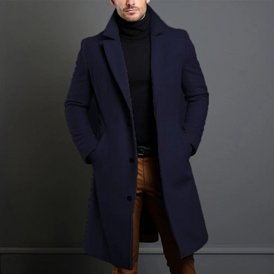 Lange Heren Winterjas – Luxe Wollook met Tijdloze Elegantiesnit