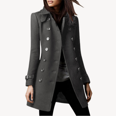 Dames Wol Peacoat – Dubbelrijige Wintermantel