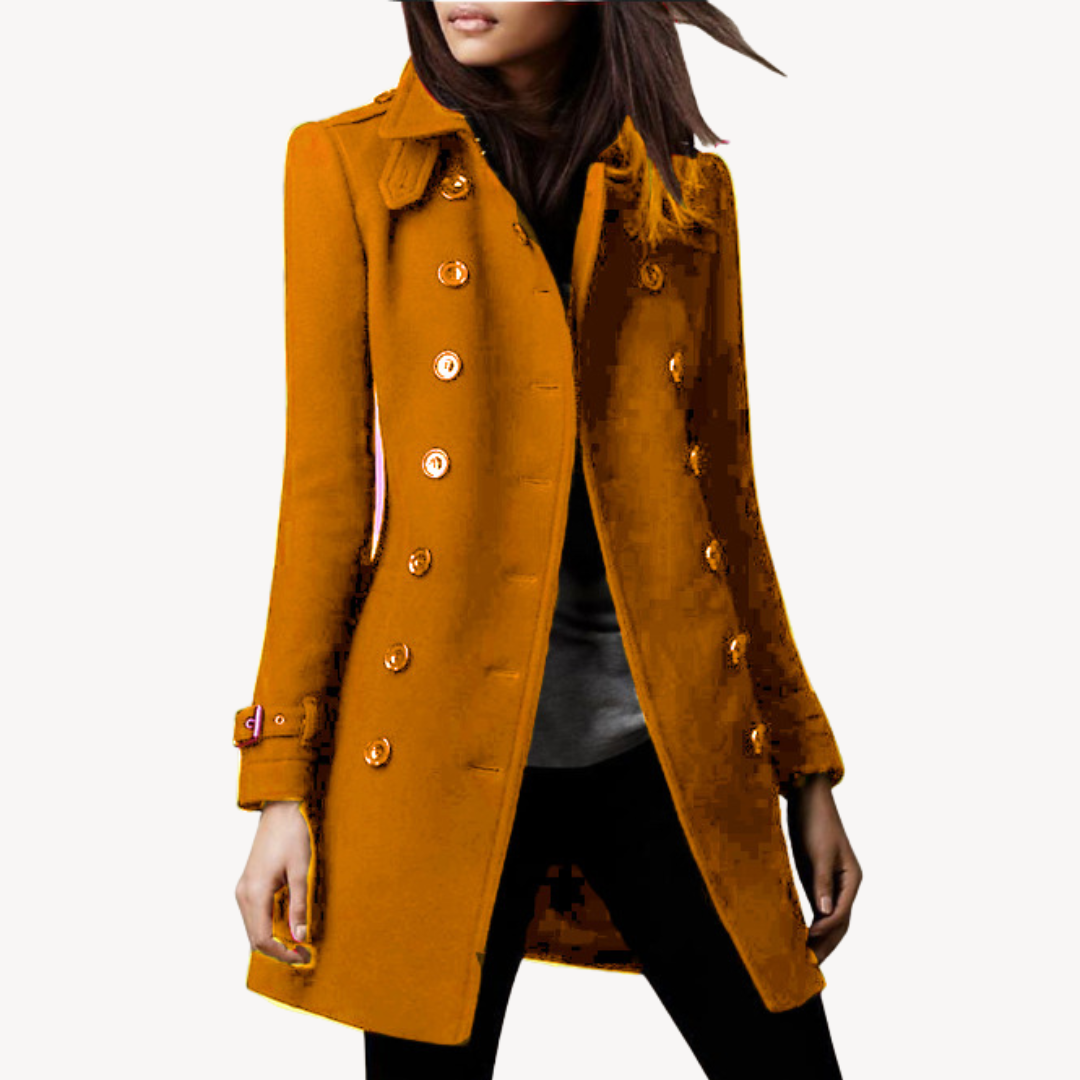 Dames Wol Peacoat – Dubbelrijige Wintermantel