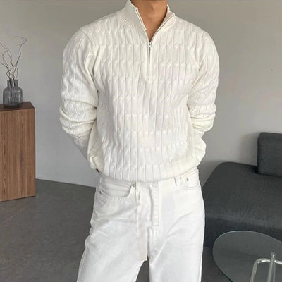 Jacquard Half Zip Trui – Luxe Herenmode
