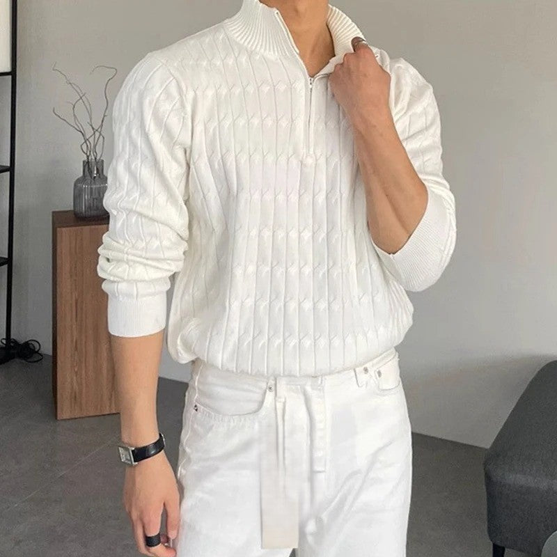 Jacquard Half Zip Trui – Luxe Herenmode