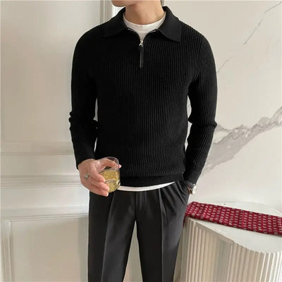 V-Kraag Half Zip Trui – Luxe Herenmode