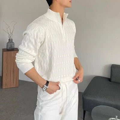 Jacquard Half Zip Trui – Luxe Herenmode
