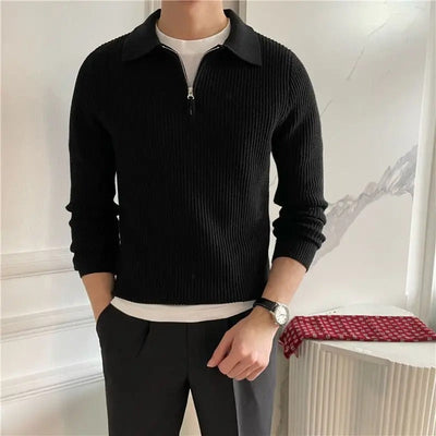 V-Kraag Half Zip Trui – Luxe Herenmode