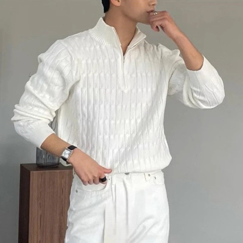 Jacquard Half Zip Trui – Luxe Herenmode