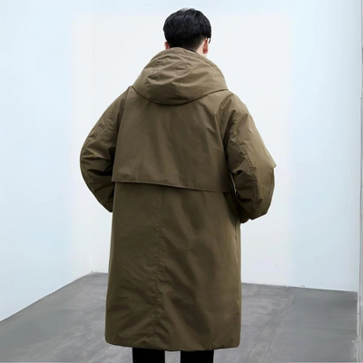 Heren Lange Waterdichte Puffer Trenchcoat met Capuchon