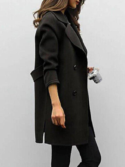 Dames Double-Breasted Trenchcoat met Reverskraag – Tijdloze Elegantie