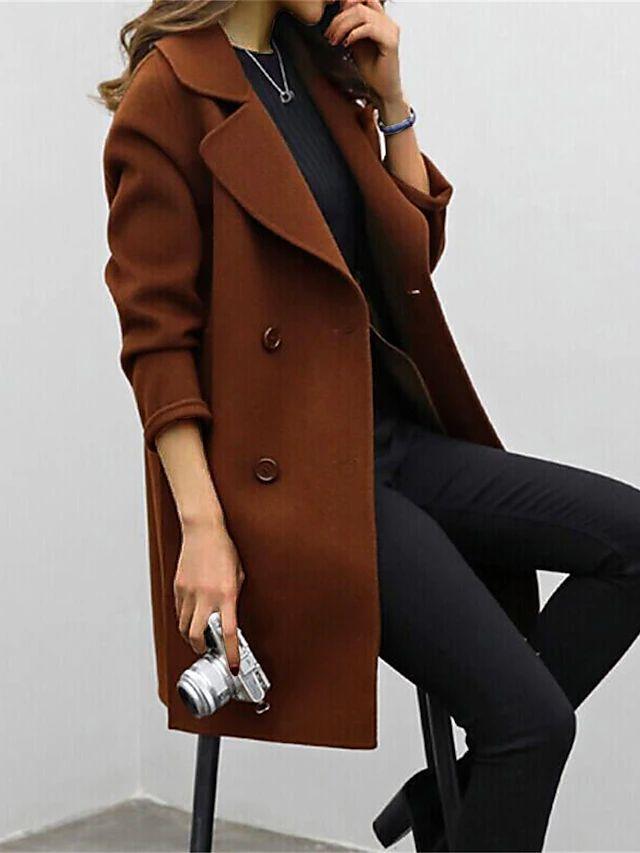 Dames Double-Breasted Trenchcoat met Reverskraag – Tijdloze Elegantie