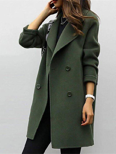 Dames Double-Breasted Trenchcoat met Reverskraag – Tijdloze Elegantie