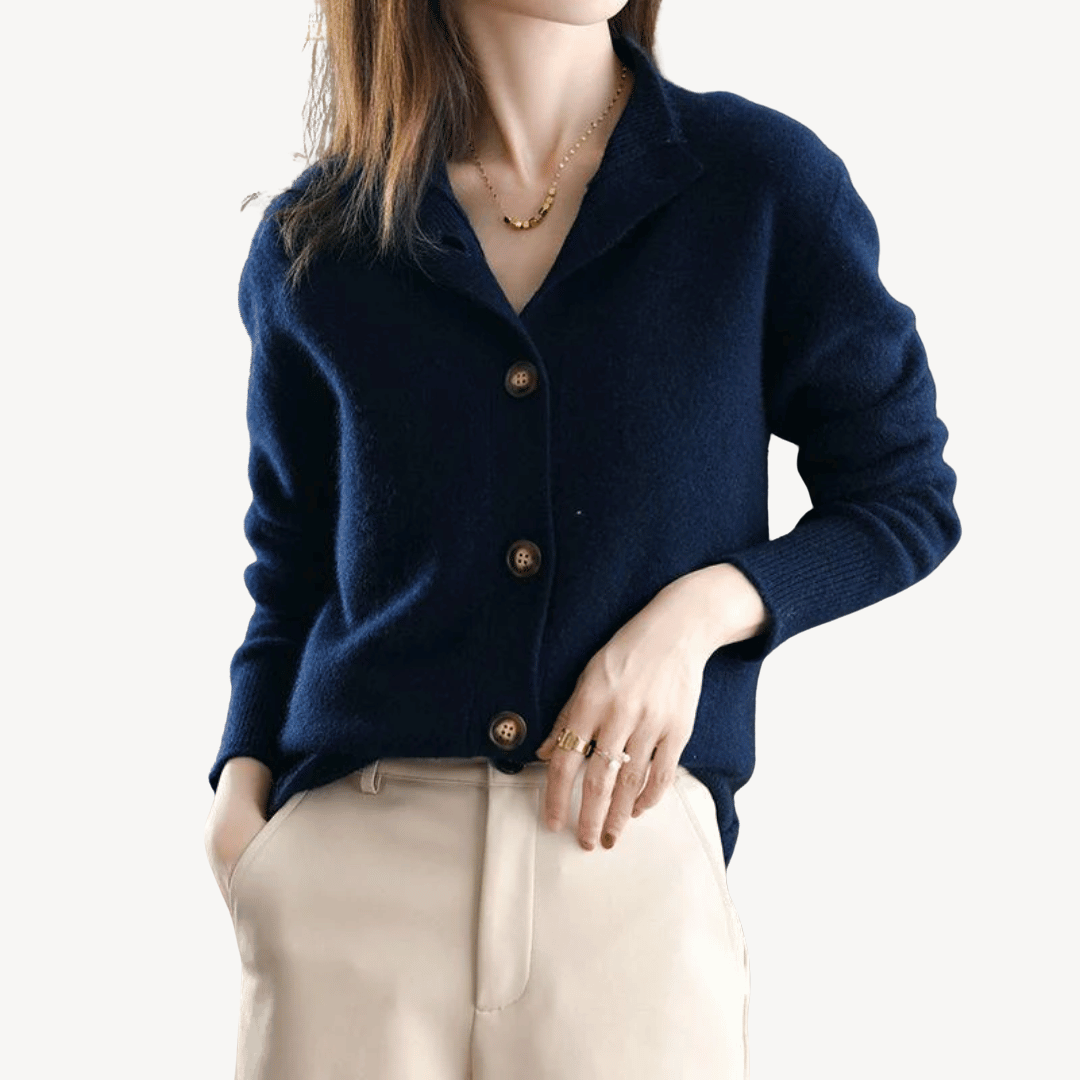 Cashmere Wol Vest Dames – Klassiek met Kraag & Knopen
