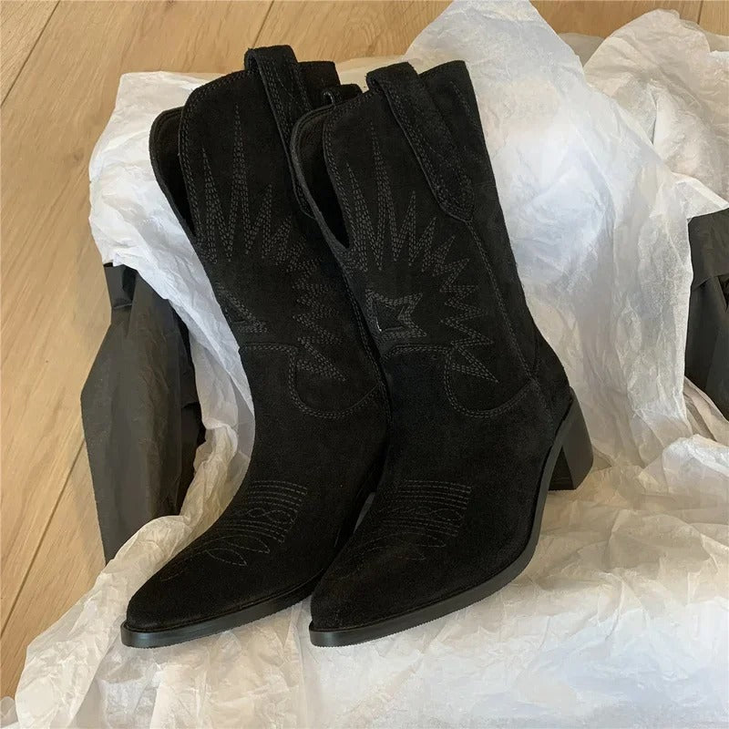 Calflang – Bestikte Western Stiefel met Kubaanse Hak