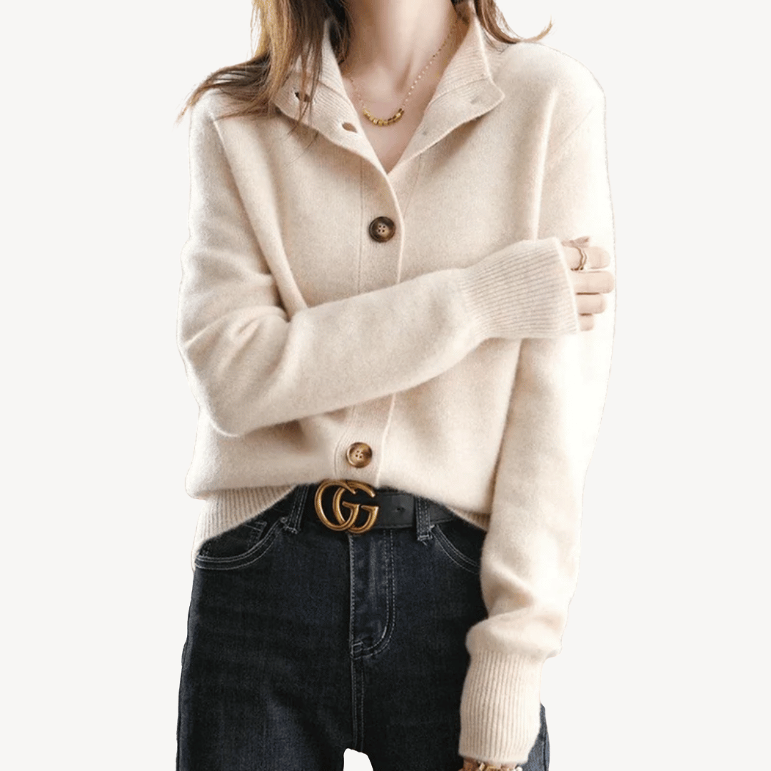 Cashmere Wol Vest Dames – Klassiek met Kraag & Knopen