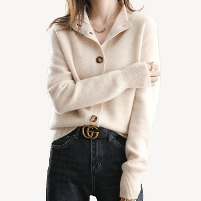 Cashmere Wol Vest Dames – Klassiek met Kraag & Knopen