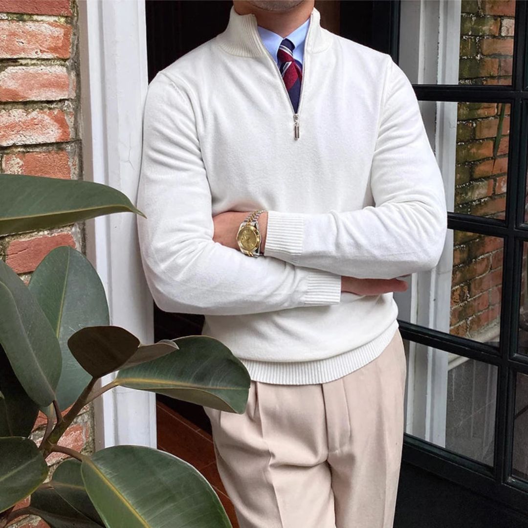 Heren Gebreide Quarter-Zip Trui